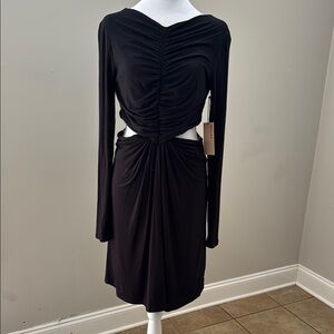 Bailey 44 Ornella Black Ruched Bodycon Cut-out Mini Dress nwt